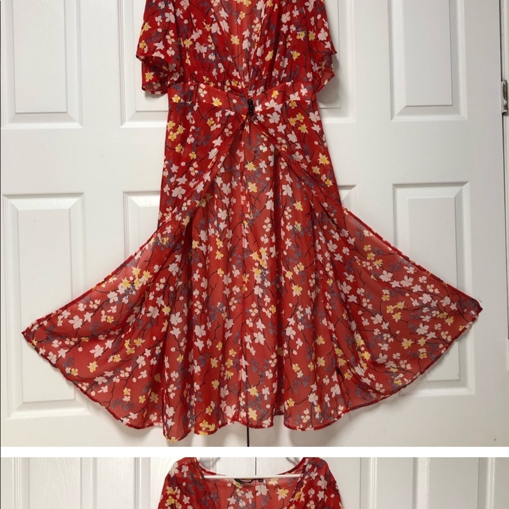 Floral Red Open Cardigan size 2X